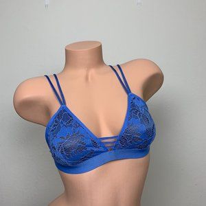 Victoria’s Secret Blue Floral Lace Bralette Thin Bra Top M